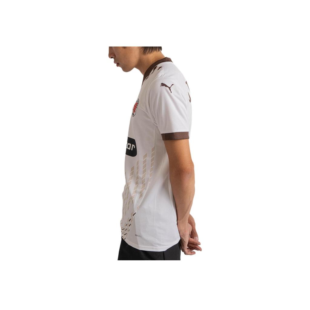 Puma Fc St. Pauli 24/25 Away Moisture-Wicking V-Neck Short Sleeve Football Shirt Men Tops White 778651-02