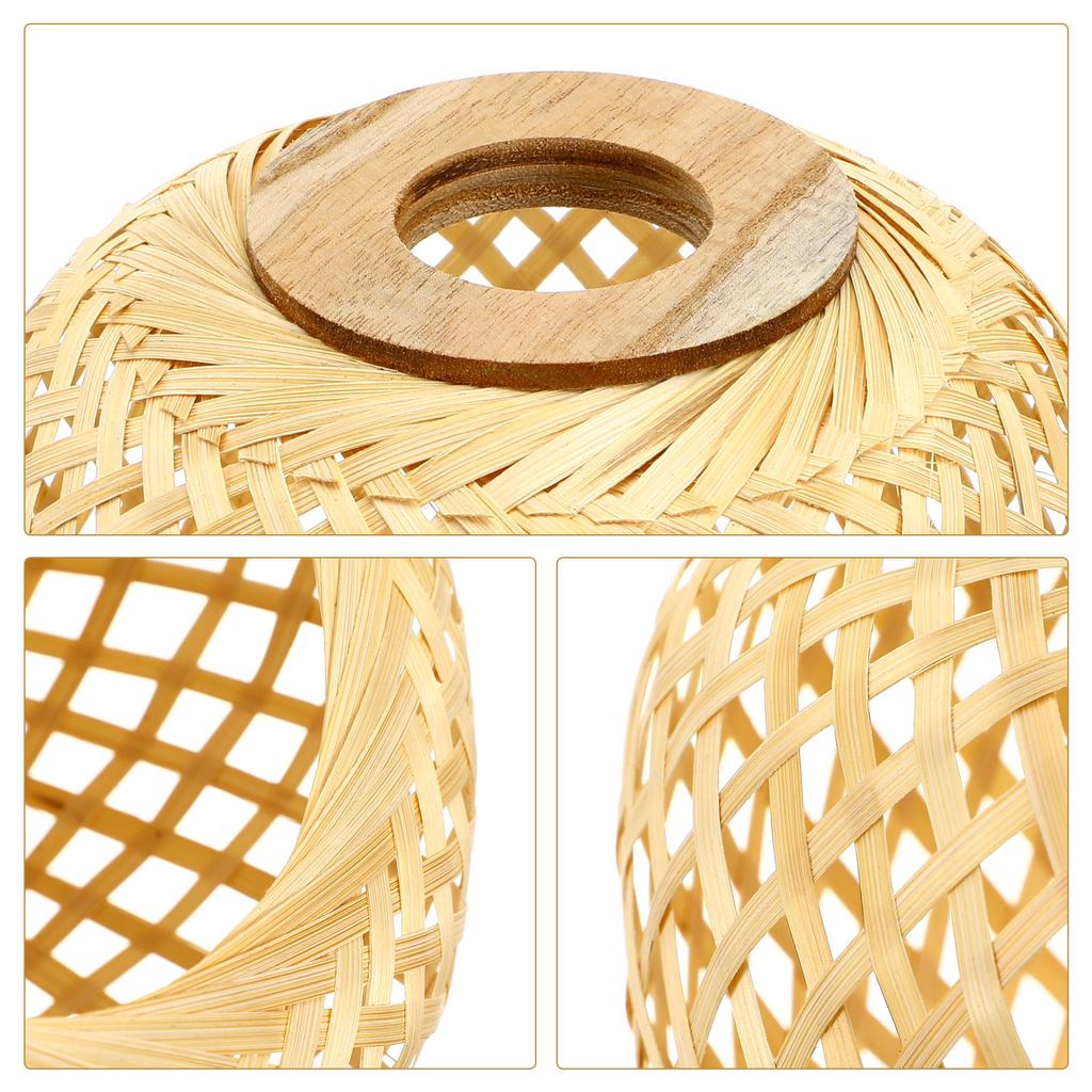 Woven Bamboo Lamp Shade 10cm 4cm Hole Lampshade Rustic Decorative Bamboo Lamp Cover For Table Lamp Chandelier Pendant Light