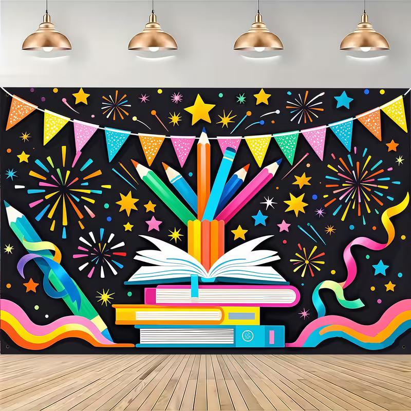 2D Back To School Photo Backdrop Classroom Party Decor Cloth