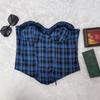 European and American women's wear: fishbone corset, sexy plaid print tie, slimming shapewear, strapless tank top