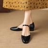 Krazing Pot Cow Skin Round Toe Low Heels Summer Shoes Big Size 42 Ankle Straps Women Pumps