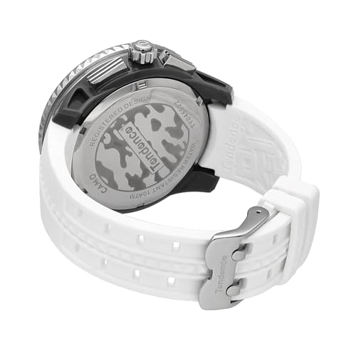 TENDENCE Men's GULLIVER Round CAMO Watch (TY046022-WH), Quartz Movement, 5 ATM Water Resistance, Mineral Glass, Gray Dial, Stainless Steel/Synthetic R