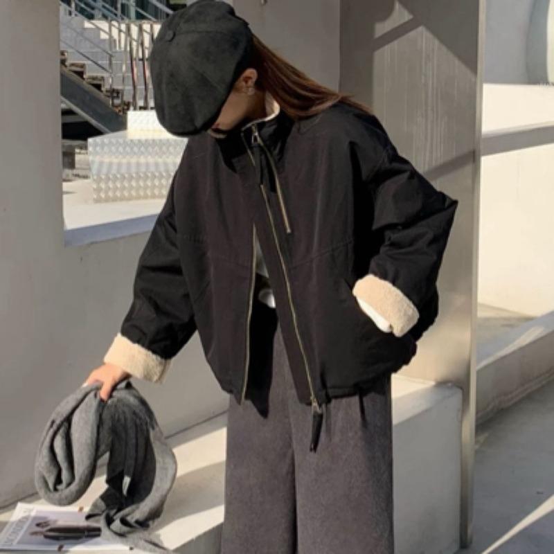 

Winter Skinny Short Pie Overcomes Women s Casual Loose Small Cotton Jacket S 85-105 чёрный