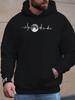 Unisex Cozy Graphic Red Hoodie - Casual Winter Velvet Sweatshirt with Moon and Heartbeat Design, Long Sleeve, Perfect for Cold Weather Comfort, Americ
