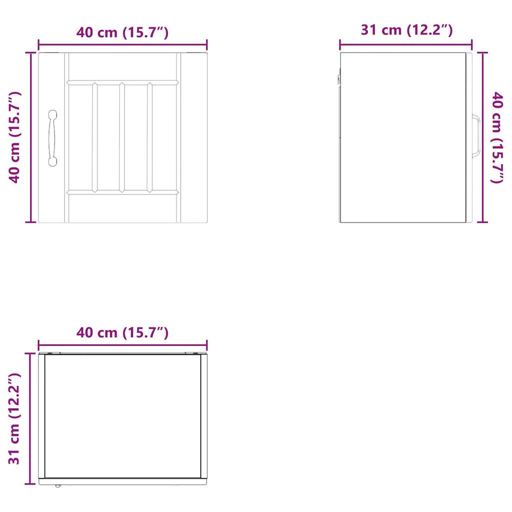 Wall Cabinet LUCCA 2 pcs High Gloss White 40 x 31 x 40 cm