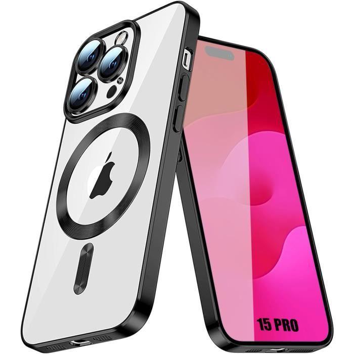 Coque de Protection - BOOLING - iPhone 15 Pro - Antichoc - Silicone - Contour Chromé Noir