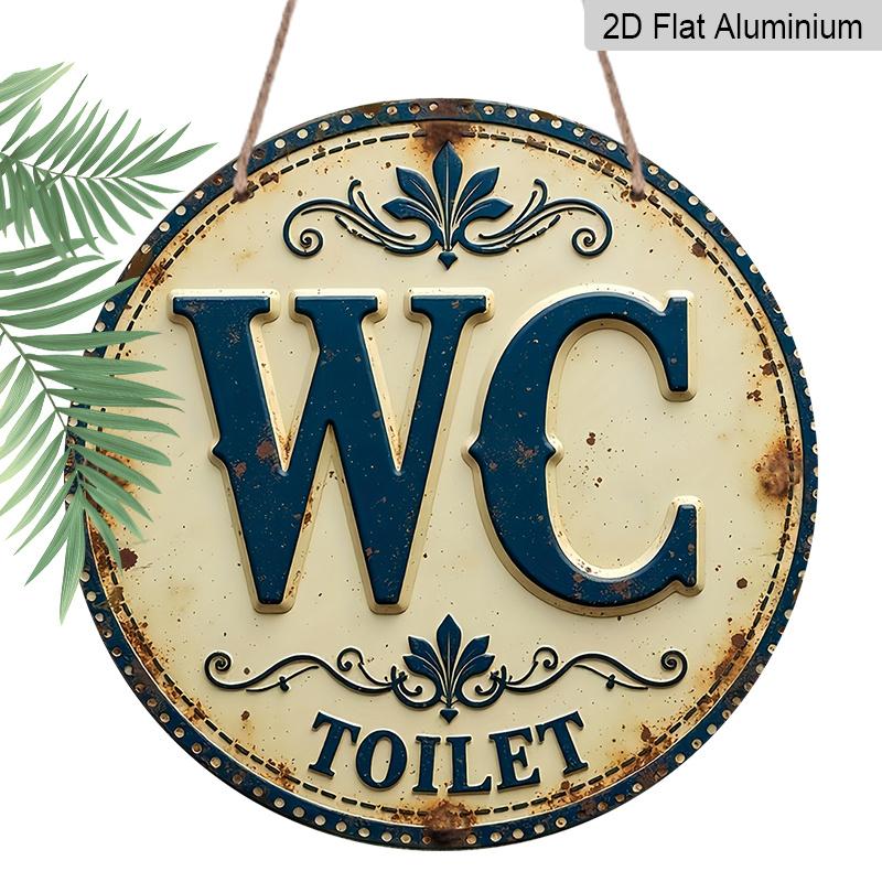 

Плоский 2D, 1 шт. Винтажная Круглая Металлическая Табличка WC TOILET, Ретро Сине-Белая Декоративная Табличка с Рустикальным Узором, Забавная Настенная Картина для Ванной Комнаты Туалета, Идеально 1pc