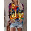 Womens Casual Abstract Print Long Sleeve Crew Neck T-Shirt 3D Effect 2025 Comfort Fit