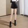 Women's High-Waist Wide-Leg Faux Leather Shorts
