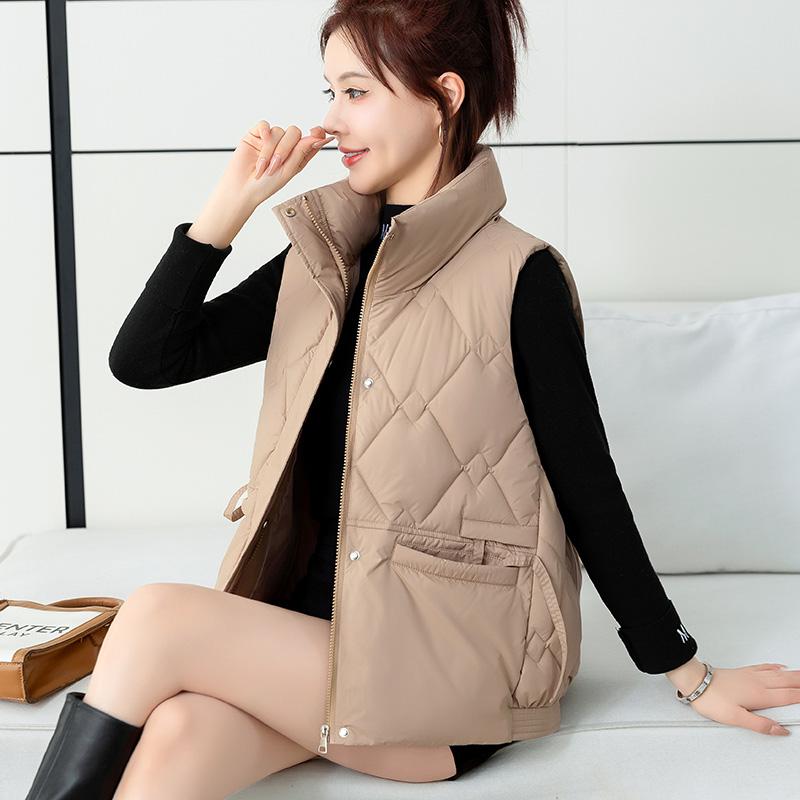 Fashionable and Warm Women's Winter Down Jacket with Stand Collar and Loose Vest