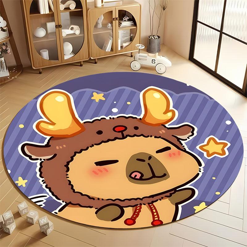 

Cute Cartoon Deer-Themed Round Rug for Kids Room round carpet for home sofa bedroom, gift Diameter 60cm