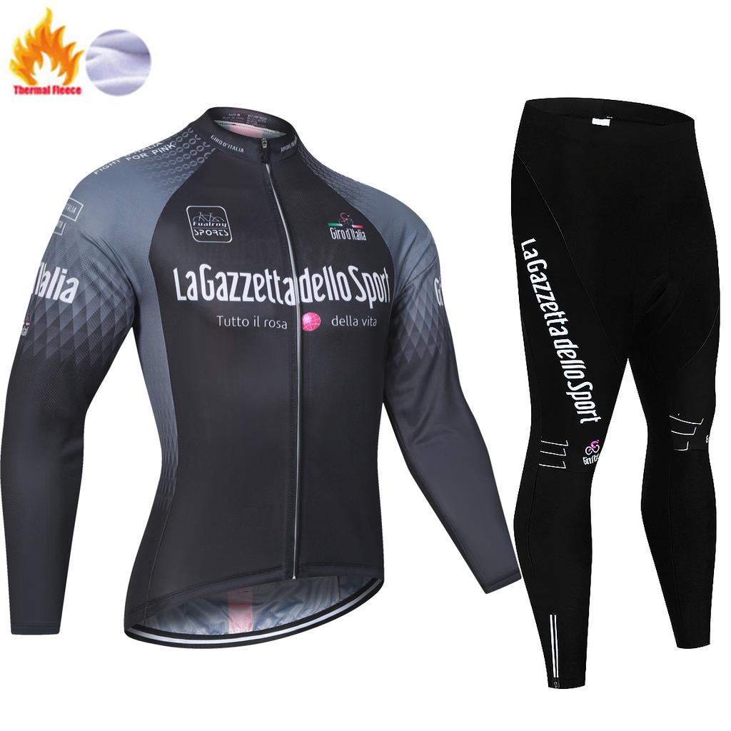 Winter Fleece Men's Cycling Jersey Sets Tour De Italy D'ITALIA Mountian Bicycle Clothes Wear Bike Clothing New Team Cycling Suit