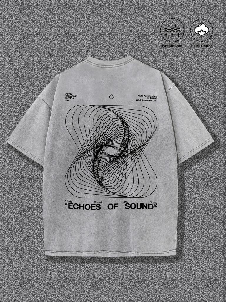 Men's Ultra-Soft Washed Abstract Line Print T-Shirt, Breathable Crew Neck Short Sleeve, Summer Skin-Friendly Style