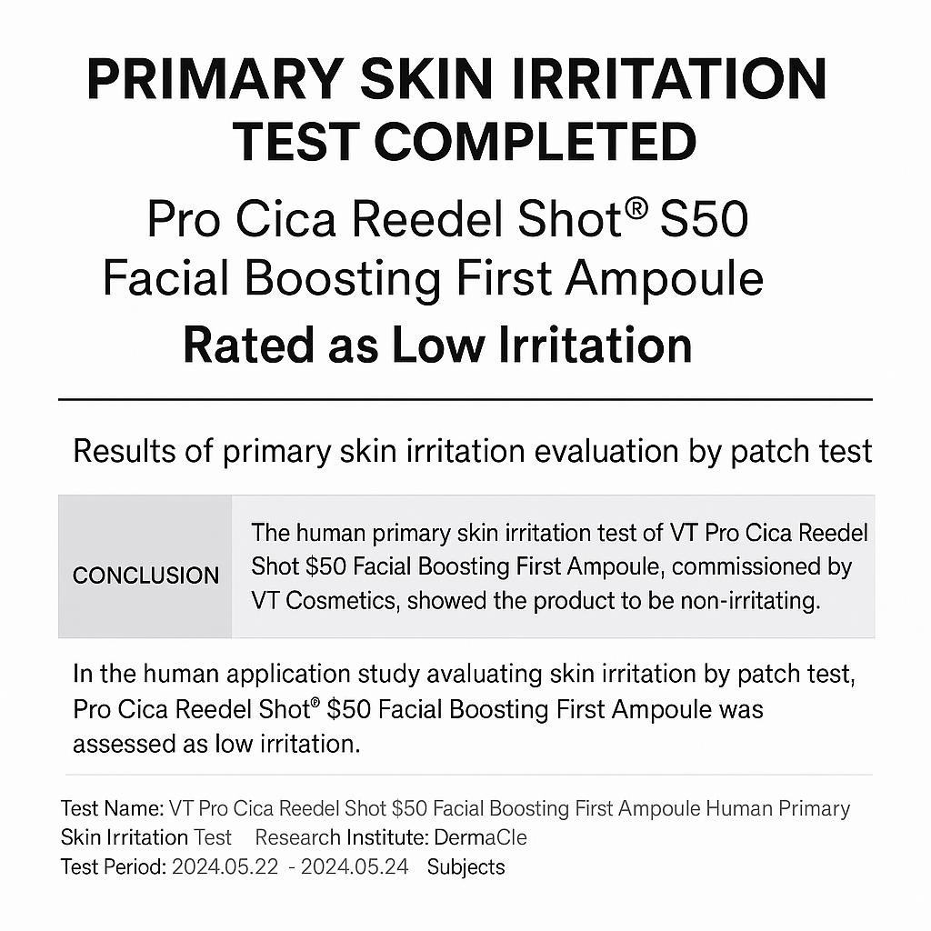 VT Pro Cica Relief Shot S50 Facial Boosting First Ampoule 2 mL X 6 Ea