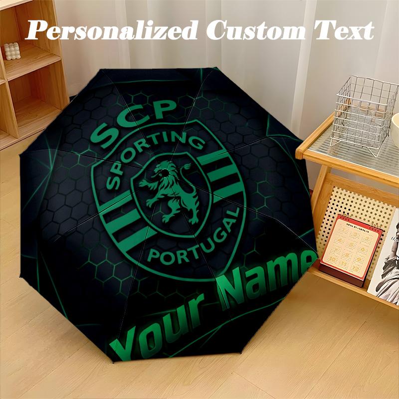8 Rib Auto Folding Umbrella Sporting CP Print Custom Name Text Portable Rain Gear