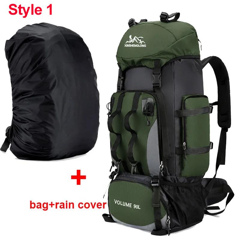 Sac à dos de randonnée et de camping 90L Sac à dos de voyage imperméable Sac à dos de trekking Grands sacs de sport d'extérieur pour hommes Sac d'escalade et de randonnée