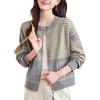 Spring and Autumn Casual Loose Zipper Knitted Cardigan Women's Outer Striped Top Autumn Large Size Coat