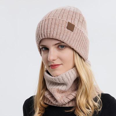 Chapeau chaud en laine tricoté pour femmes, écharpe de cou, sueur, bonnet de Protection des oreilles, deux pièces, hiver