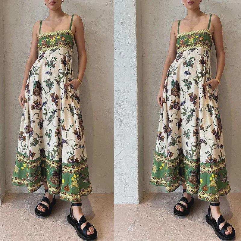 2024 Léto Sexy Dámské Malované Potisk Rozšířené Letní Šaty