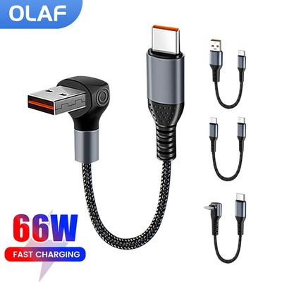 90° Γωνιακό Καλώδιο USB Type C 66W 6A Type C σε Type C Γρήγορης Φόρτισης Καλώδιο Δεδομένων Για iPhone15 0.25M/0.5M Κοντό Καλώδιο Power Bank Type c