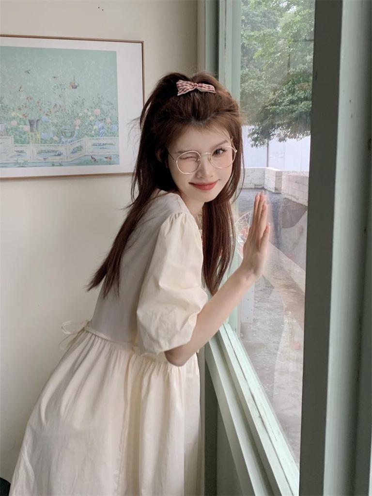 Robe d'été à manches bouffantes douces style académie japonaise pour femmes - Jupe style poupée fraîche niche étudiante d'été