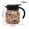 Termos de ceai cu model floral vintage, ceainic de cafea, ceai cu separare, vas cu izolație termică, model simplu de uz casnic, rafinat