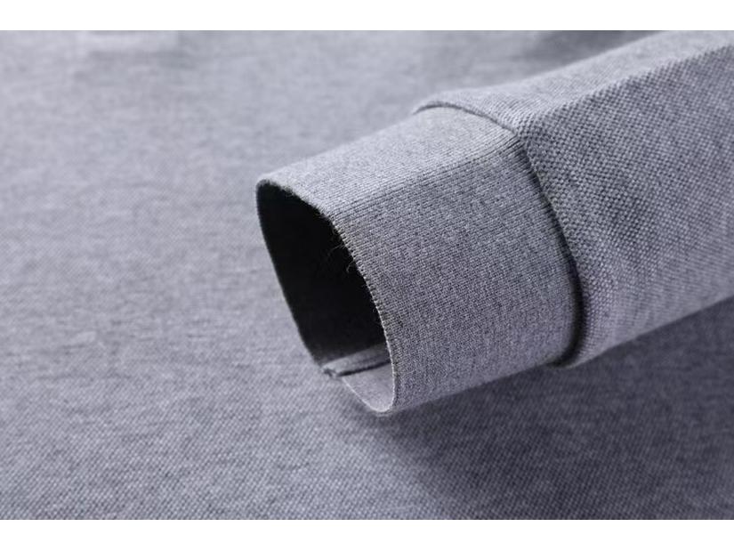 Men's Long Sleeve Turn-Down Collar Polo with Casual Embroidery