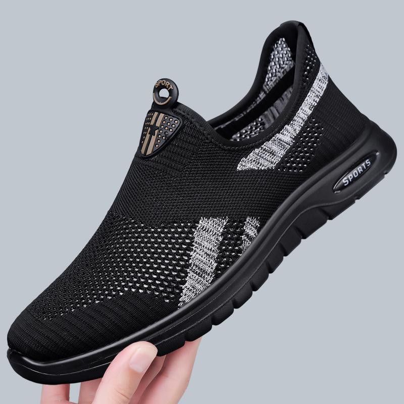 Summer Men Shoes Knitted Mesh Light Breathable Flat Bottomed Loafers Outdoor Casual Board Shoes Socks Men Shoes Vulcanized Shoes