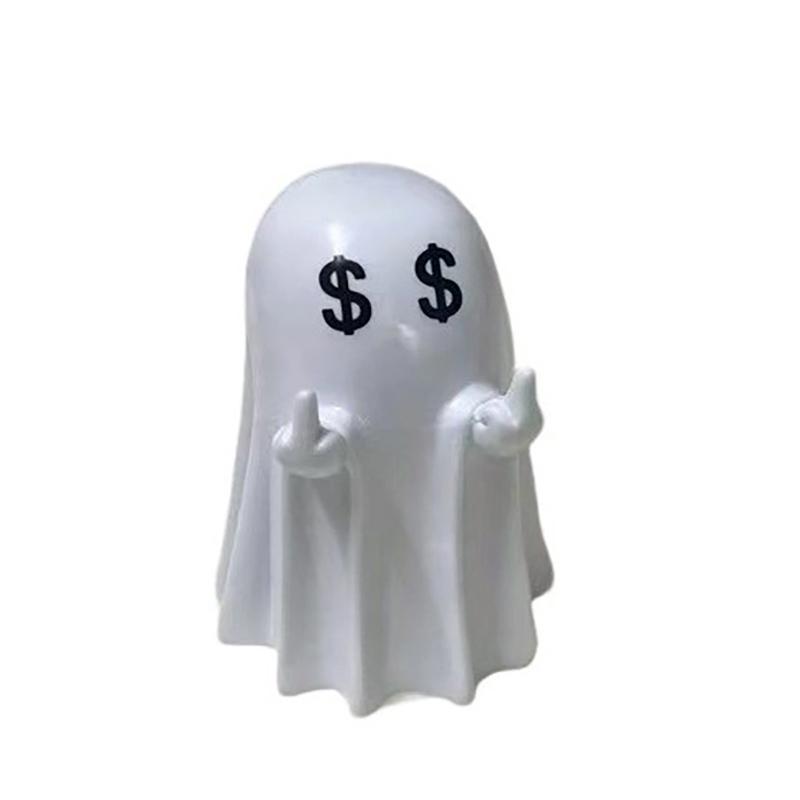 Halloweenská figurka ducha Strašidelná pryskyřičná soška ducha Roztomilé ozdoby ducha Ideální pro vnitřní a verandovou halloweenskou dekoraci Stolní