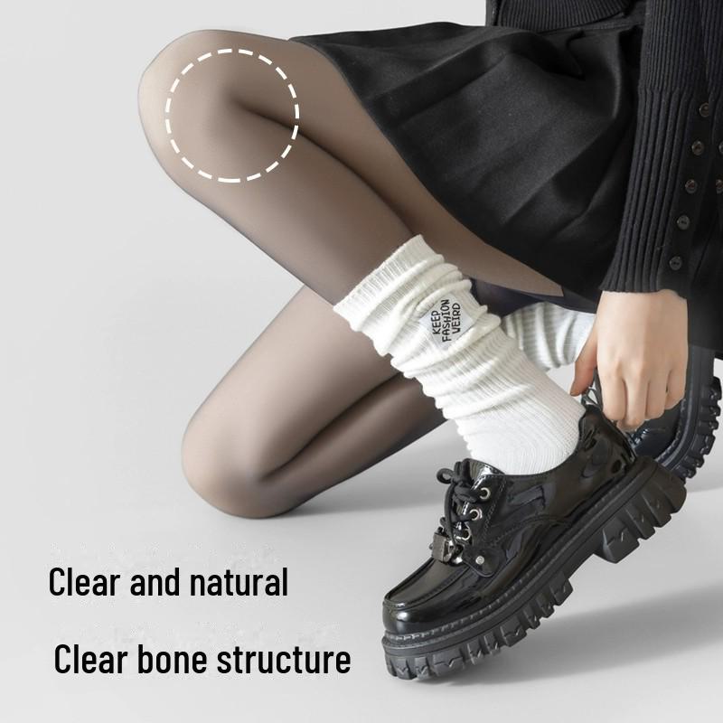 Button-Style Detachable Double-Layer Velvet Black Stockings - Sexy, Skin-Transparent Pantyhose Doubling as Leggings for Autumn and Winter.