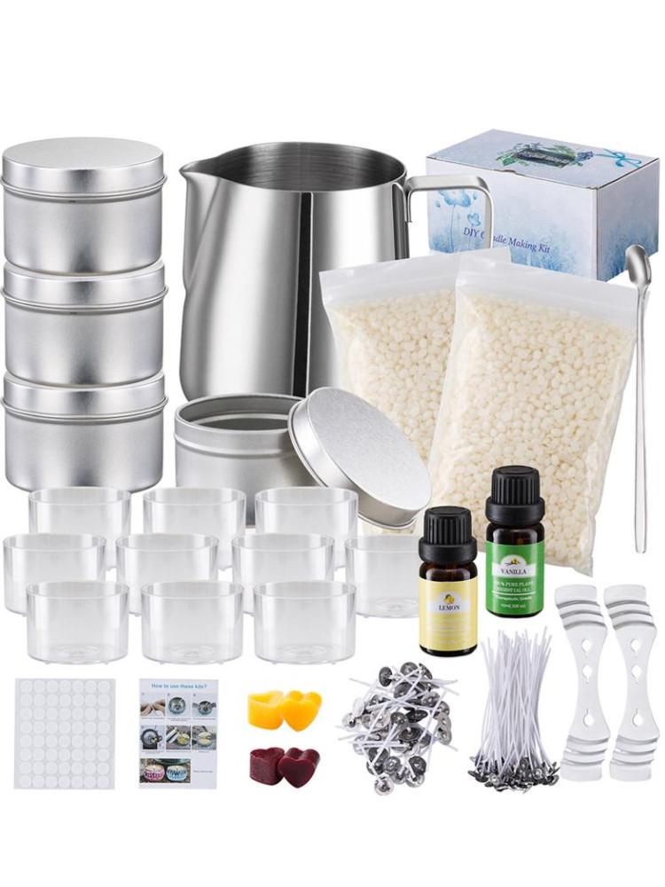 1 Set Candle Making Kit Pouring Pot Wicks Sticker DIY Candle Fixator Craft Tools Diy Handmade Wax Candles with for Wedding Party