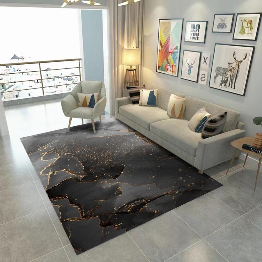 Luxury Grey and Gold  Marble Print Kitchen Mat Soft Thickened Kitchen Floor Mat Waterproof Non-slip Oil-proof Floor Mat Runner Rug