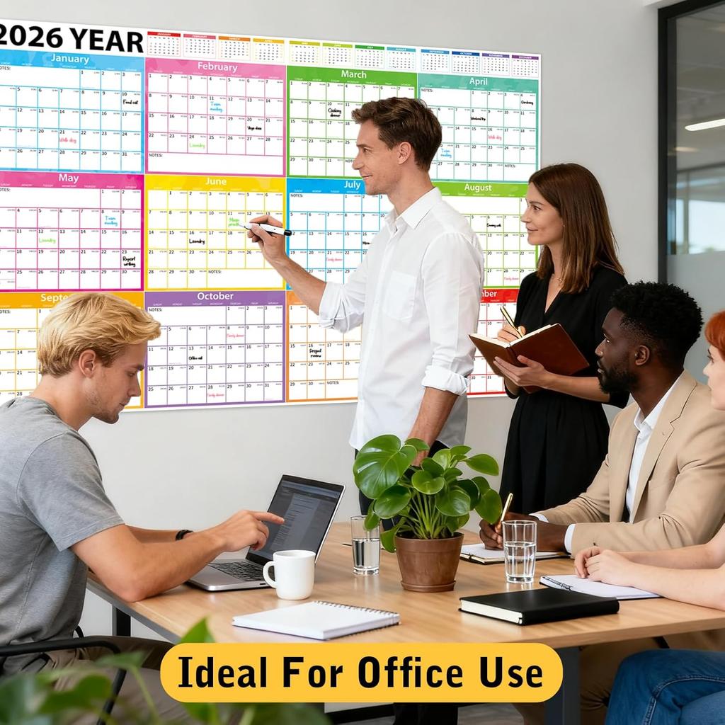 Large 2026-2027 Wall Calendar Dry Erase,MoShining,Yearly Planner 2026-2027,Big Class Calendar,48x32 inch Watercolor Poster Folded,Sturdy Paper Office