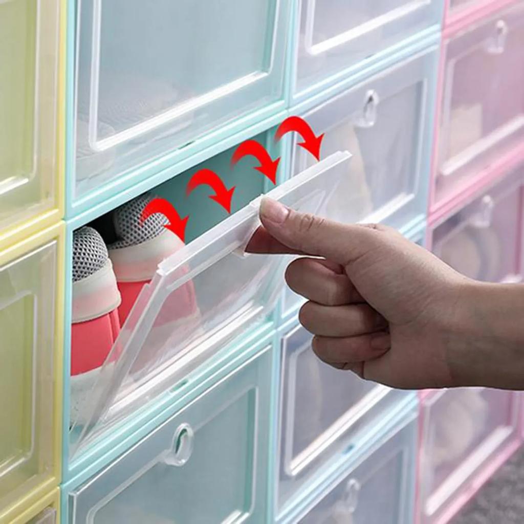 Foldable Clear Shoes Storage Box Plastic Stackable Shoe Organizer Waterproof Dust Proof Shoes Stand Storage Organizer Shoe Rack