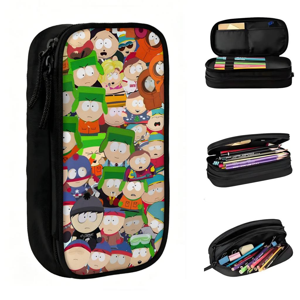 Custom Southes Cartoon Parked Kawaii Pencil Case Girls Boys Large Capacity Manga Pencil Pouch School Supplies