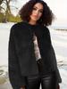 European and American new autumn and winter round neck short coat imitation fur coat women's fashion temperament solid color women's top