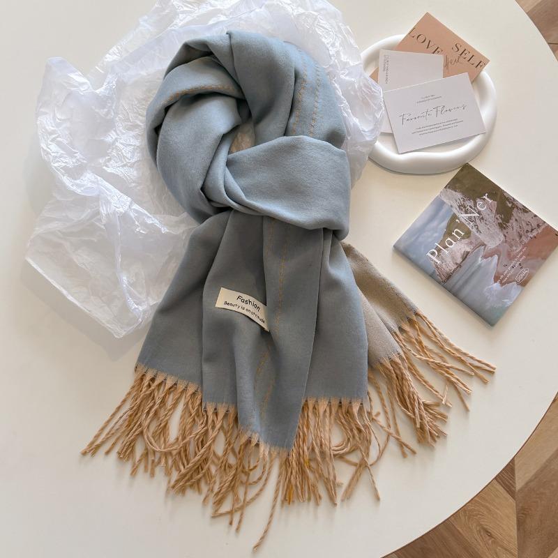 Winter atmosphere coat wear gentle taro purple soft waxy high-end scarf shawl women's double-sided two-color