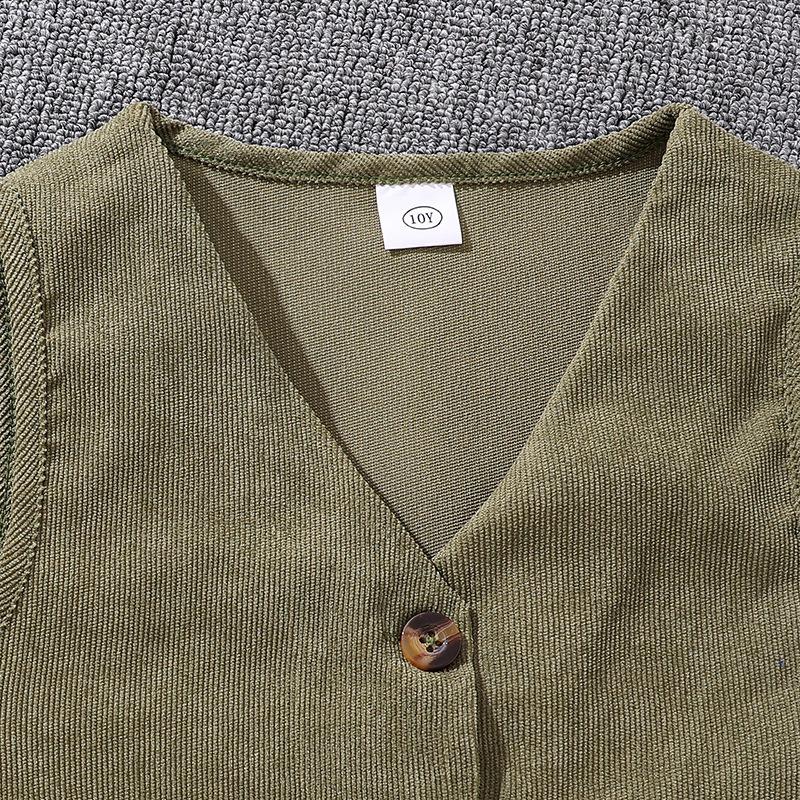 Children's Suit Autumn and Winter New Waistcoat Cardigan + Long-sleeved Knit Shirt + Trousers Girls 6-12Y Children's Clothing