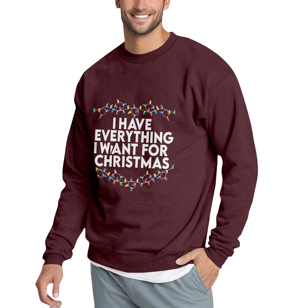 Christmas Print Loose Fit Round Neck Sweatshirt For Men