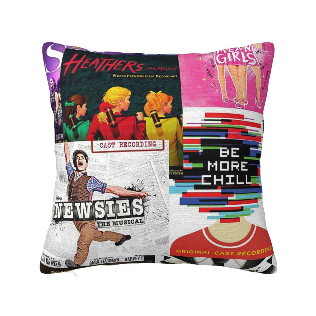 Musicals Collage Iv Musical Play Square Pillowcase Pillow Cover Polyester Cushion Decor Comfort Throw Pillow for Home Car 30x30 cm 12x12 in