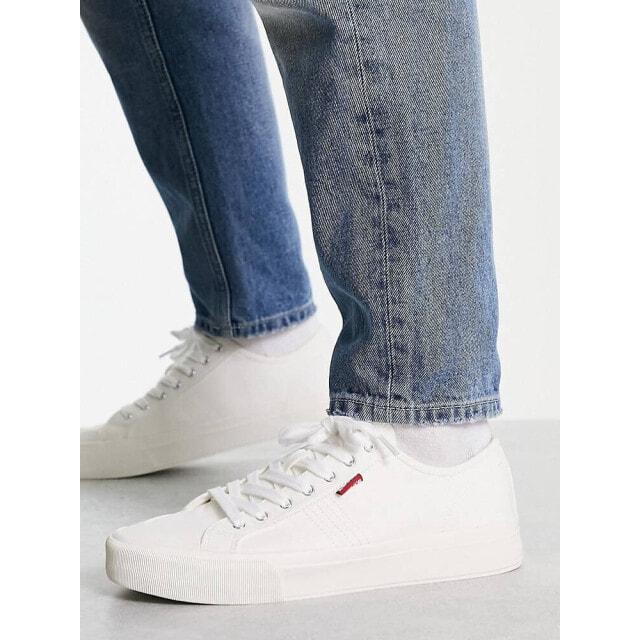 

Белые парусиновые кроссовки Levi s Hernandez с красным логотипом