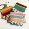 Female Winter Scarf Rainbow Striped Scarf Soft Cashmere Like Neck Wrap Scarf Shawl Pashmina Women Scarves Neckwear Scarf