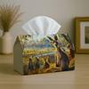 1pc Tissue Box Holder Featuring an Australian Wildlife Kangaroo Design with a Nature Forest Warm Light. Made from Durable Polyester, It'S Perfect for 