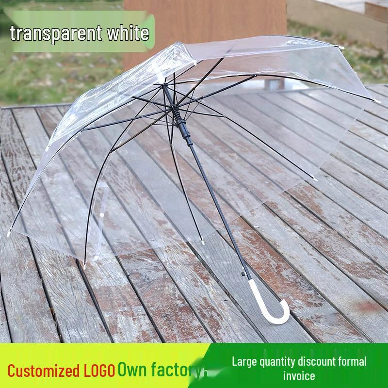 Creative Long Handle Transparent Umbrella with Colorful Straight Rod - Automatic Open, Ideal for Advertising Gifts