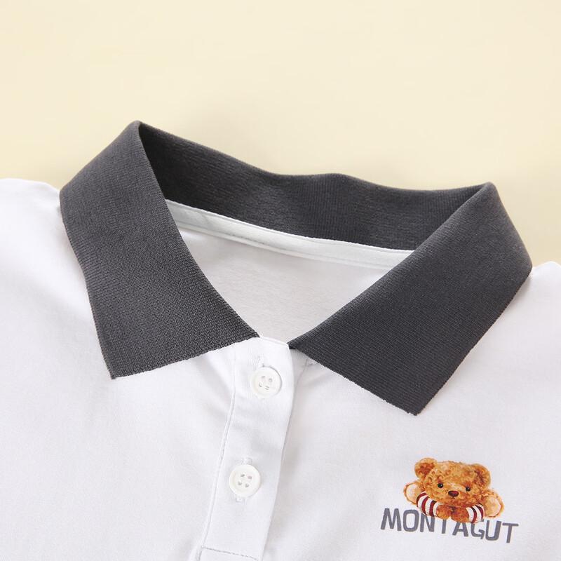 Montagut Kids' 2026 Summer Bear Print Polo T-Shirt