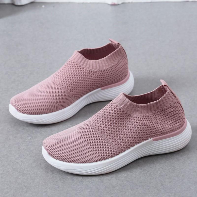 Fashion Crestar Women Casual Sports Shoes Outdoor Slip On Lightweight Runing Shoes Breathable Hollowing Mesh Sneakers Leisure Flat Shoes