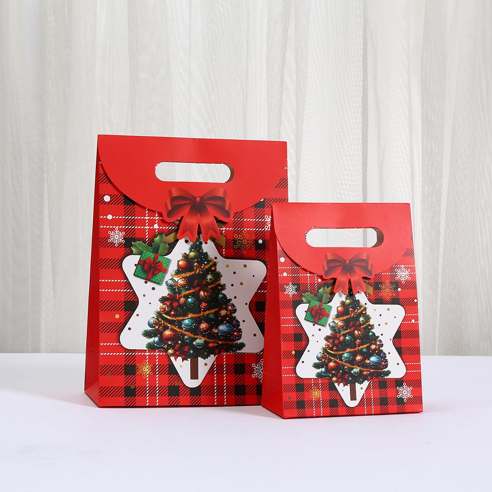12pcs Christmas Gift Paper Tote Reusable Bags for Holiday Xmas Party Favors Candy Packaging and Festive Wrapping