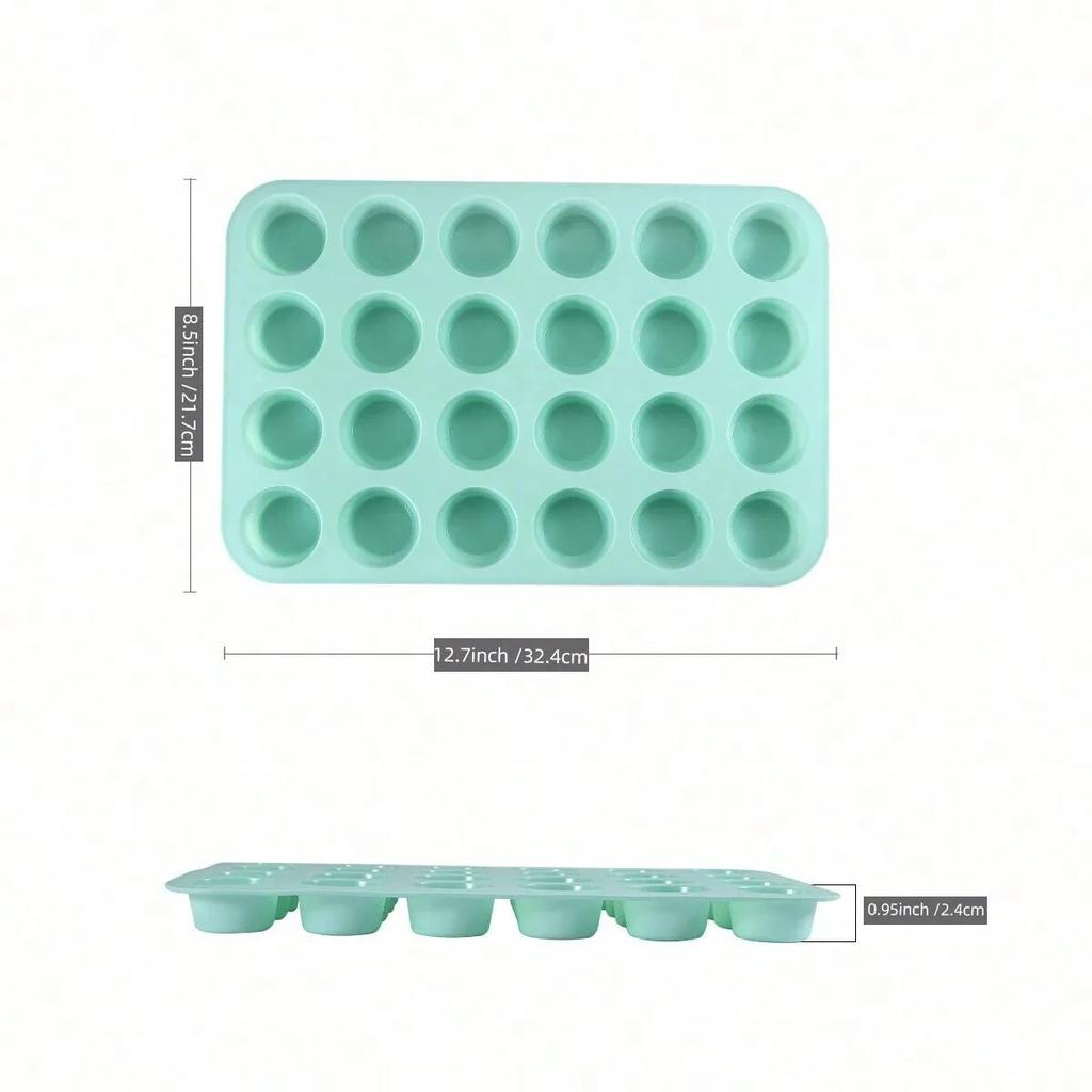 24-Hole Cake Mold Silicone Soap Cookies Cupcake Bakeware Pan Tray Mould Home Mini Muffin Cup 3D Non-stick Jelly&Candy Mold