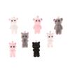 2Pcs Cat Bear Pendant Kawaii 3D Fluffy Flocking Charms Miniature Dolls Keychain Necklace Pendant Diy Crafts Jewelry Make