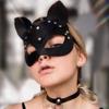 Half Face Cat Cosplay Mask Female Leather Mask Eye Cosplay Halloween Party PU Half Face Mask Adult Game Supplies Adult Game